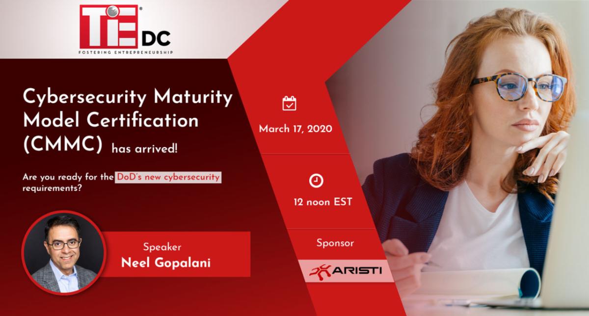 Banner of the webinar on Cybersecurity Maturity Model Certification (CMMC).