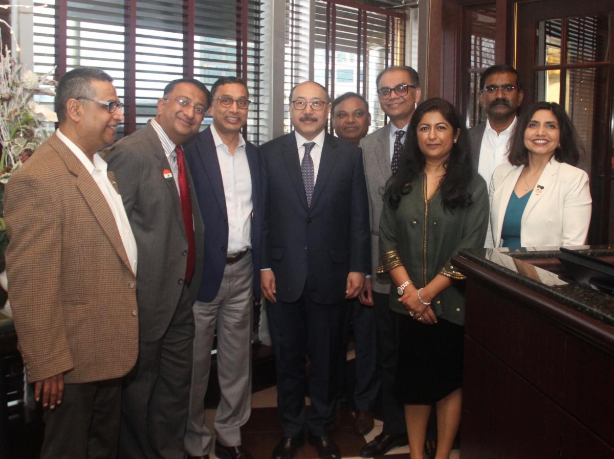 A group photo of TiE members with the Ambassador of India, Mr. Harsh Vardhan Shringla.